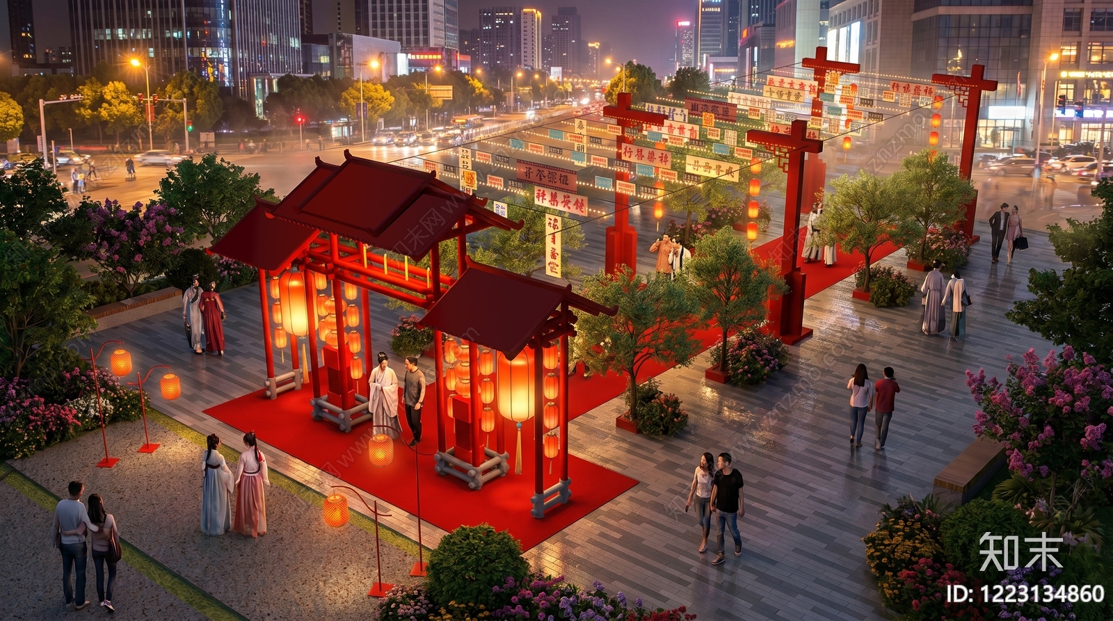 中式元宵灯会SU模型下载【ID:1223134860】