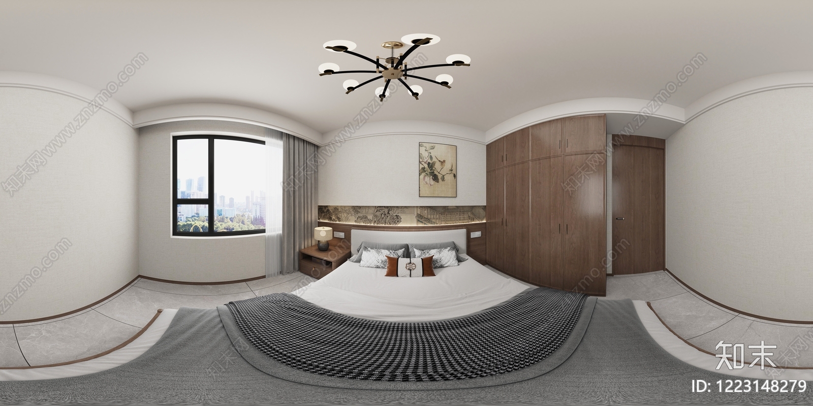 新中式家居卧室3D模型下载【ID:1223148279】