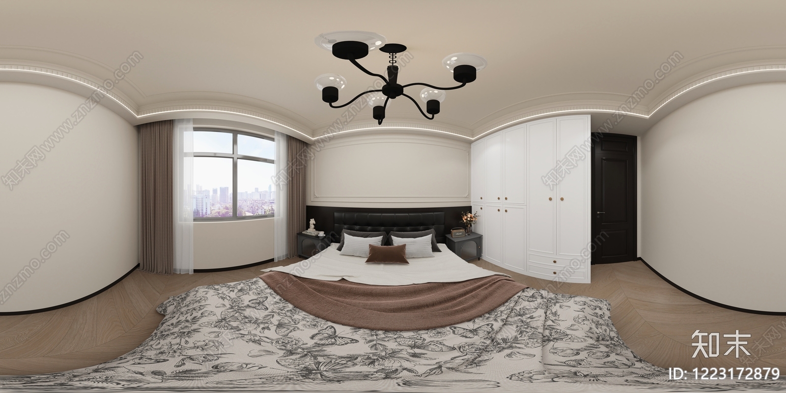 奶油风家居卧室3D模型下载【ID:1223172879】
