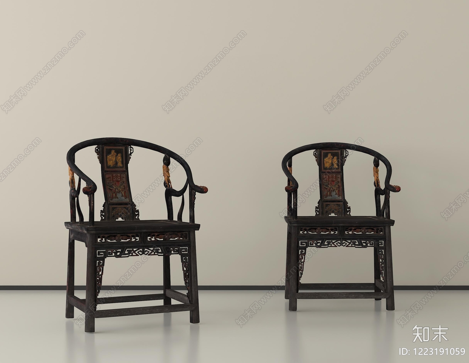 中式休闲椅SU模型下载【ID:1223191059】