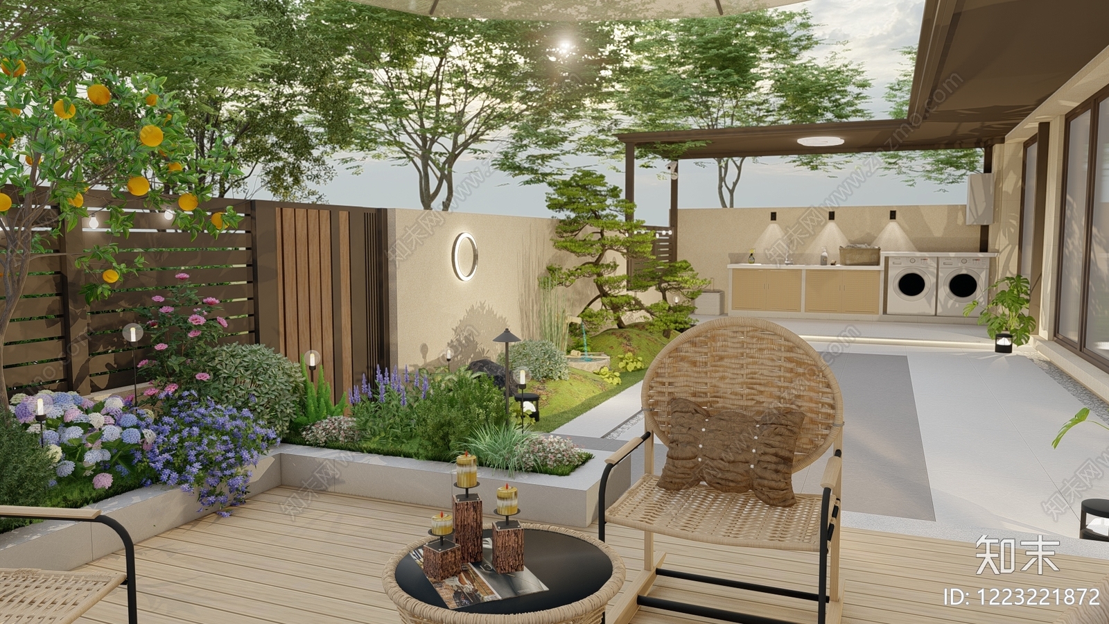 新中式屋顶花园SU模型草图