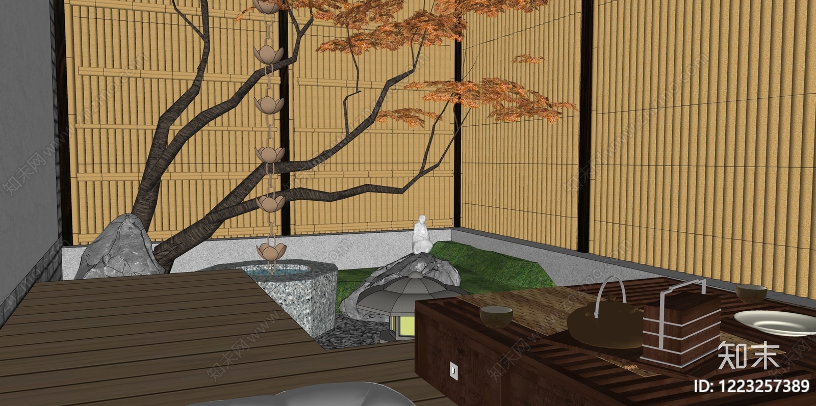 日式别墅庭院SU模型下载【ID:1223257389】