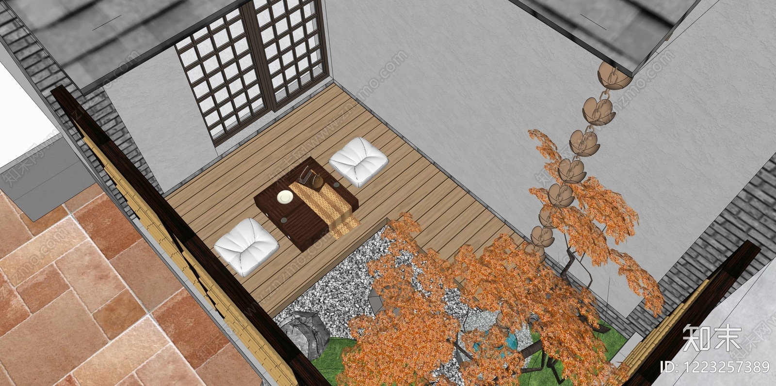 日式别墅庭院SU模型下载【ID:1223257389】