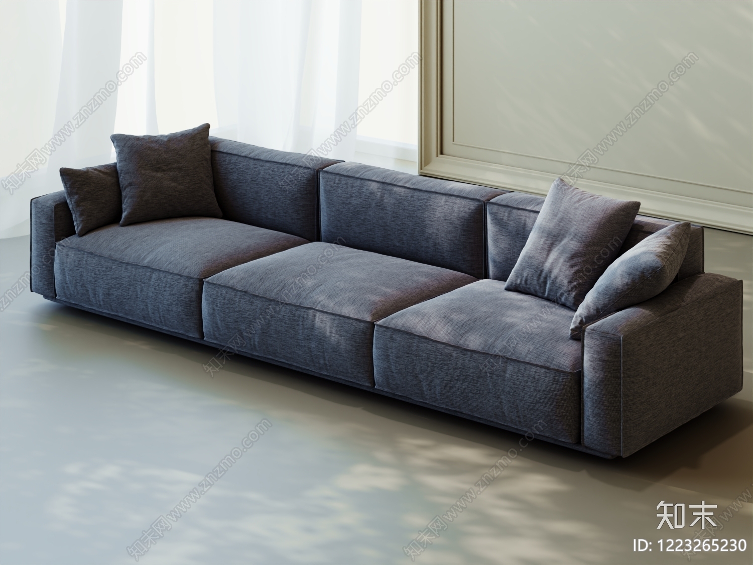 意式极简三人沙发3D模型下载【ID:1223265230】