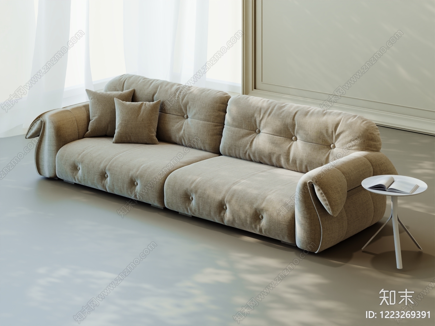 奶油风三人沙发3D模型下载【ID:1223269391】