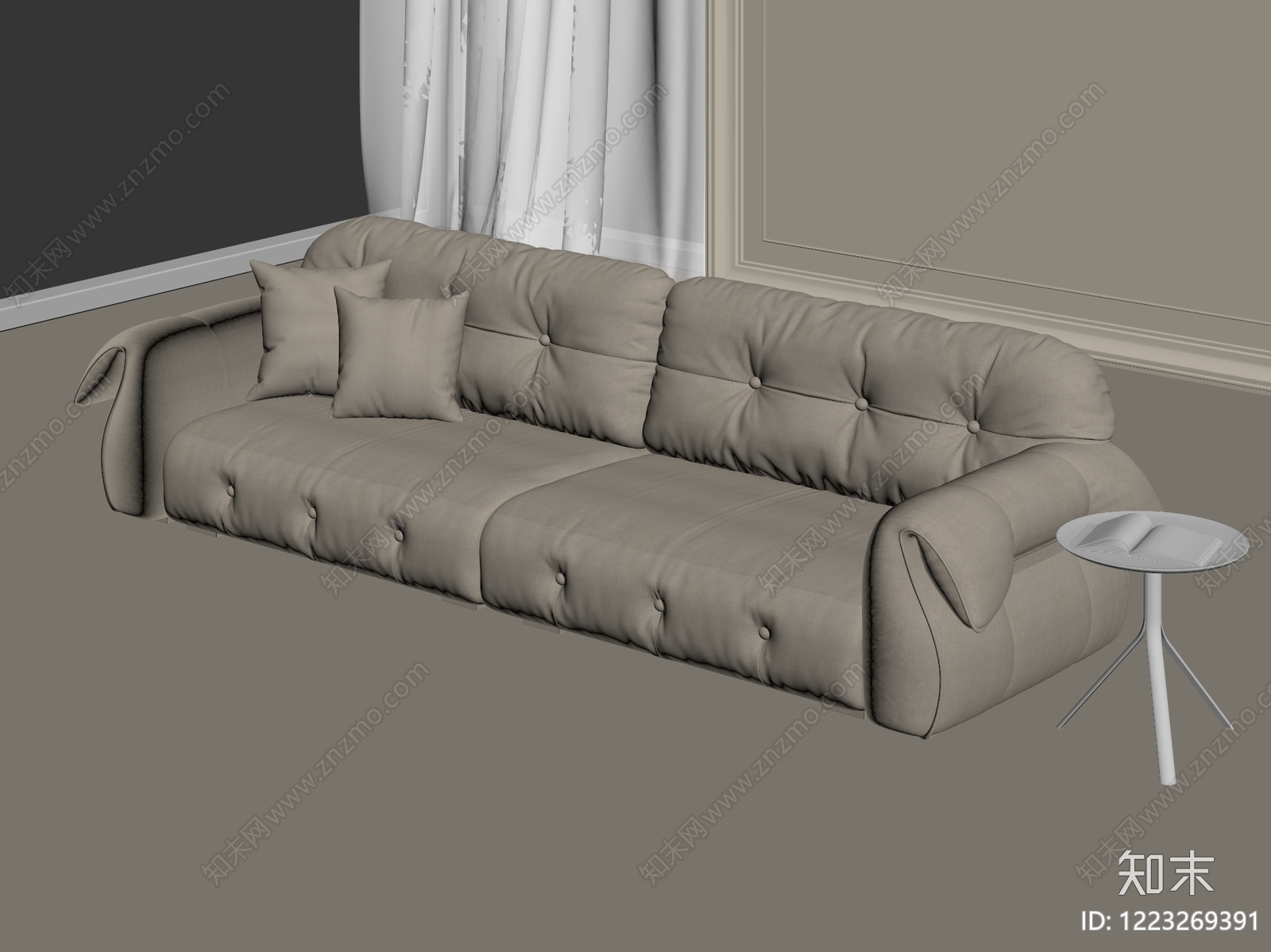 奶油风三人沙发3D模型下载【ID:1223269391】