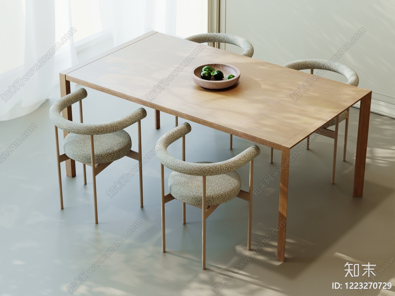 原木风餐桌椅SU模型下载【ID:1223270729】