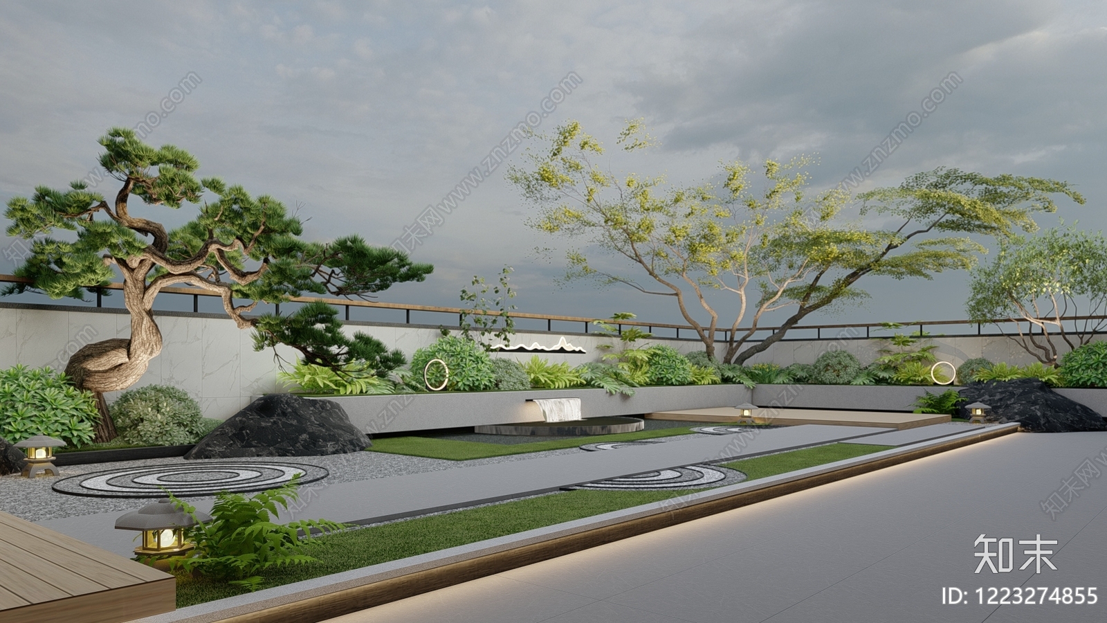 新中式景观屋顶花园SU模型下载【ID:1223274855】