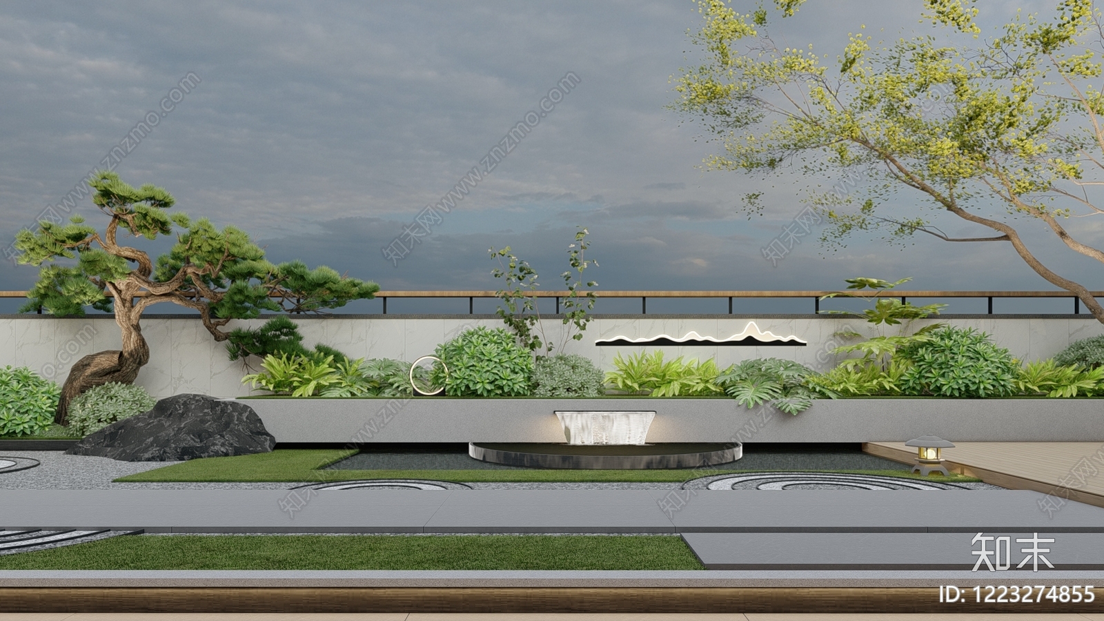 新中式景观屋顶花园SU模型下载【ID:1223274855】