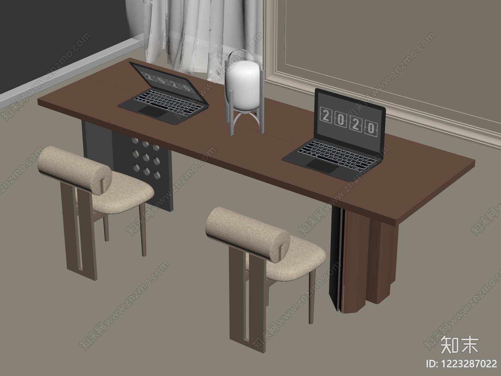 中古风书桌椅3D模型下载【ID:1223287022】