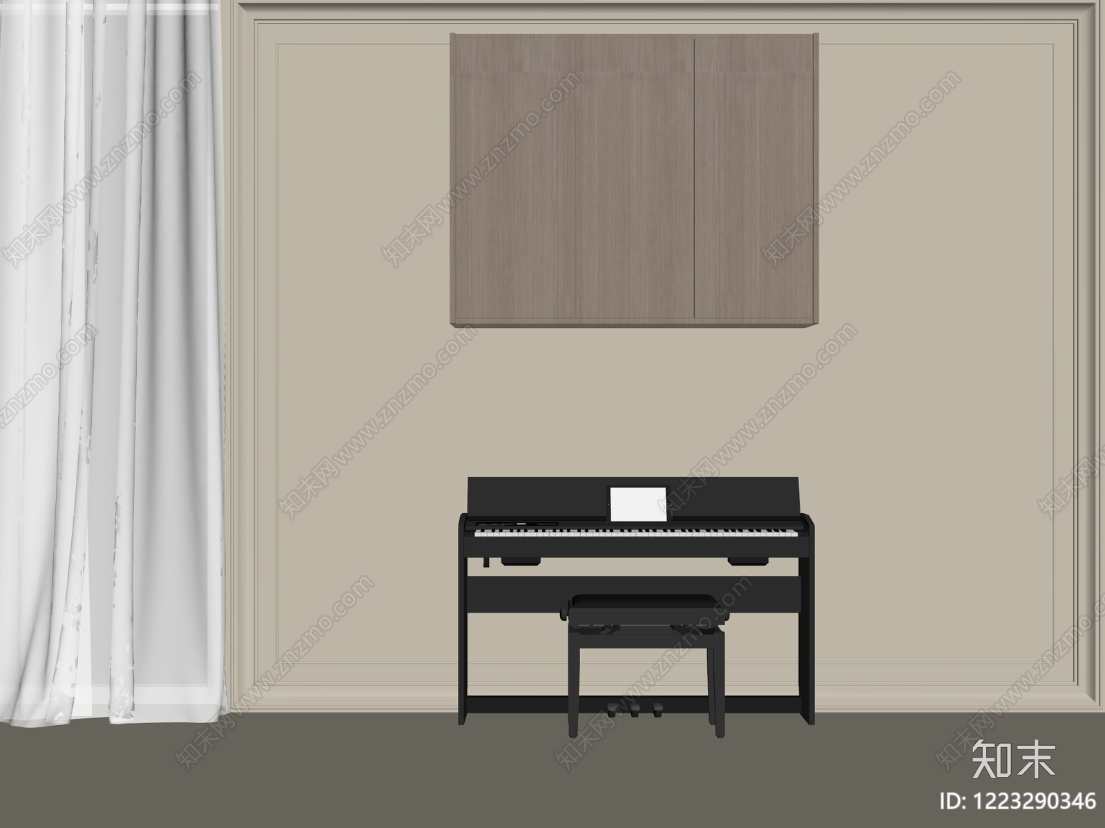 极简钢琴房SU模型下载【ID:1223290346】