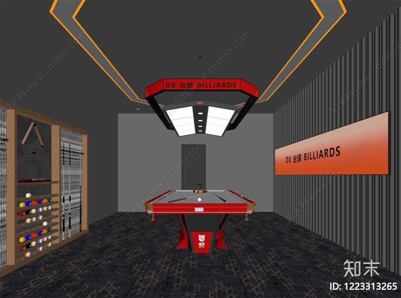 现代简约台球室3D模型下载【ID:1223313265】