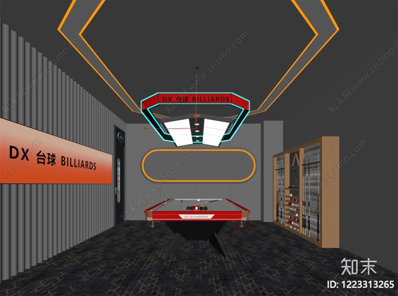 现代简约台球室3D模型下载【ID:1223313265】