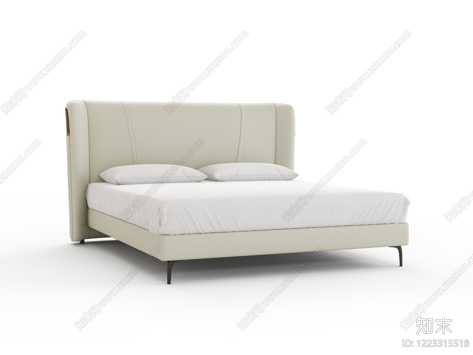意式极简双人床3D模型下载【ID:1223315518】