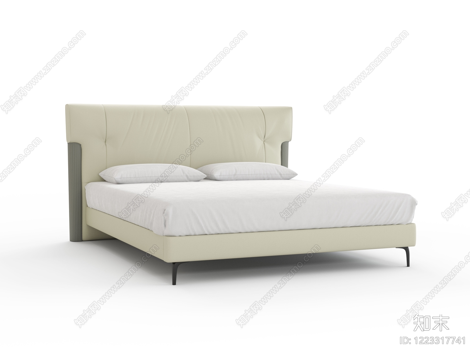 意式极简双人床3D模型下载【ID:1223317741】