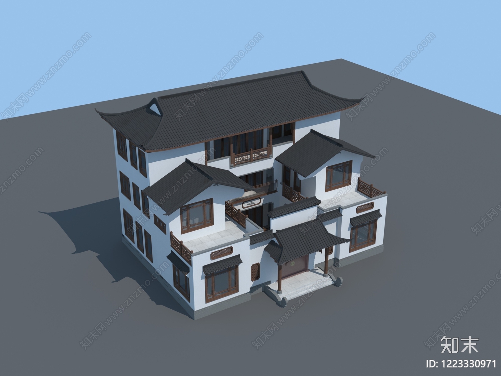 中式古建古建3D模型渲染效果图