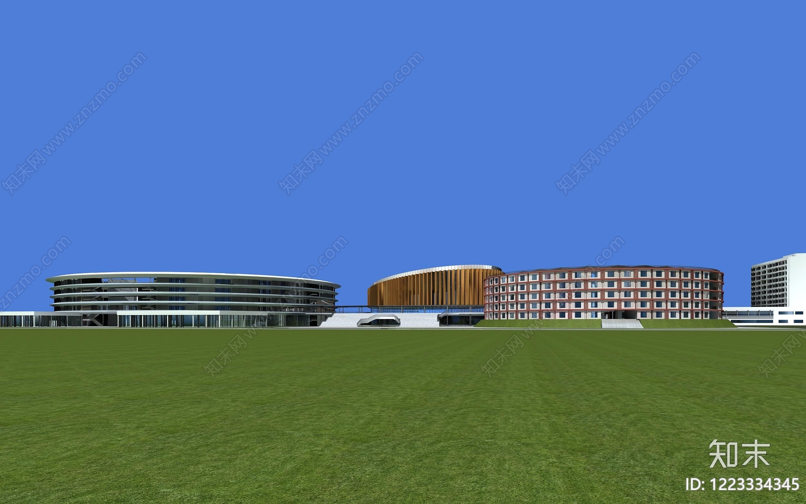 XX学校外观3D模型下载【ID:1223334345】