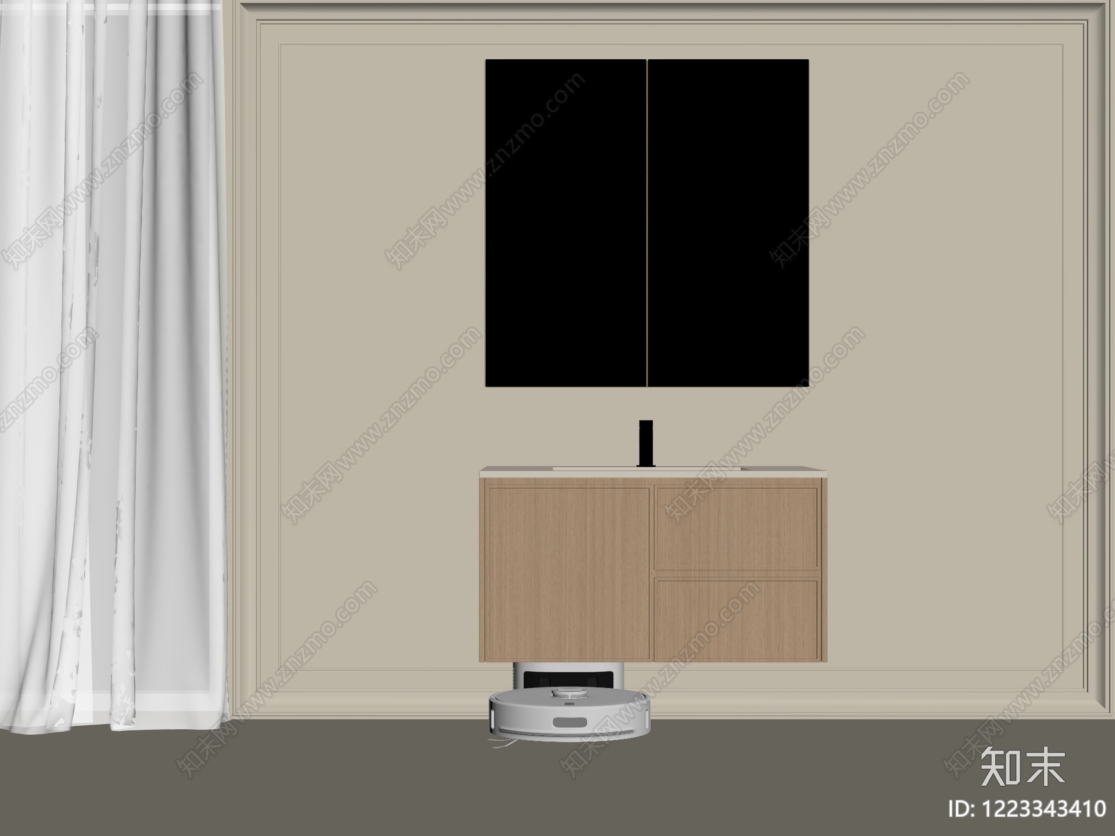 现代浴室柜SU模型下载【ID:1223343410】