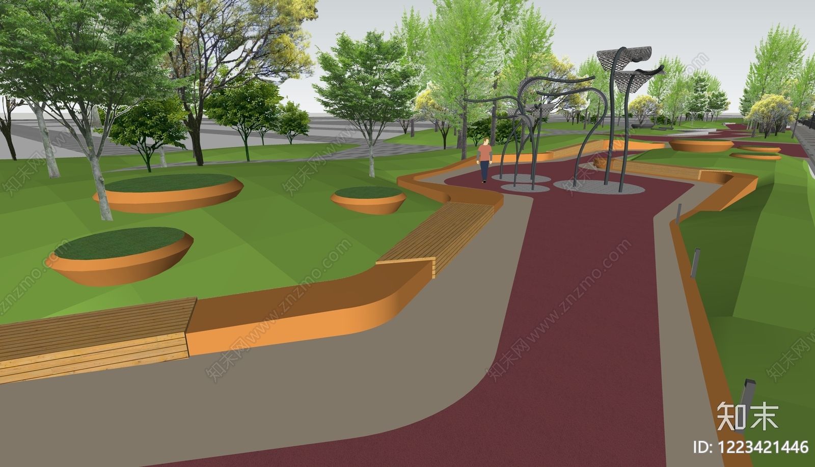 现代主义口袋公园SU模型下载【ID:1223421446】