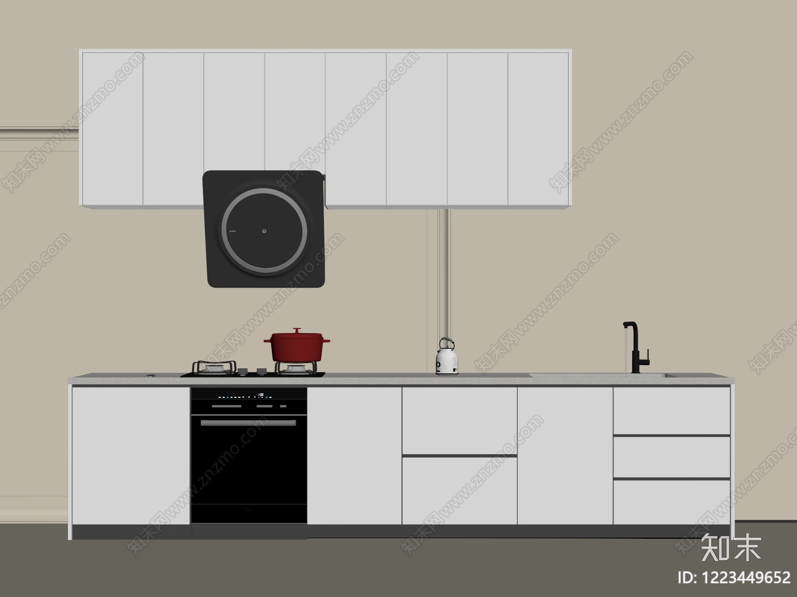 极简橱柜3D模型下载【ID:1223449652】