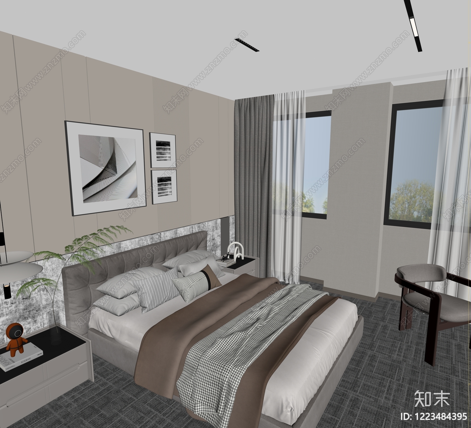 意式极简家居卧室3D模型下载【ID:1223484395】