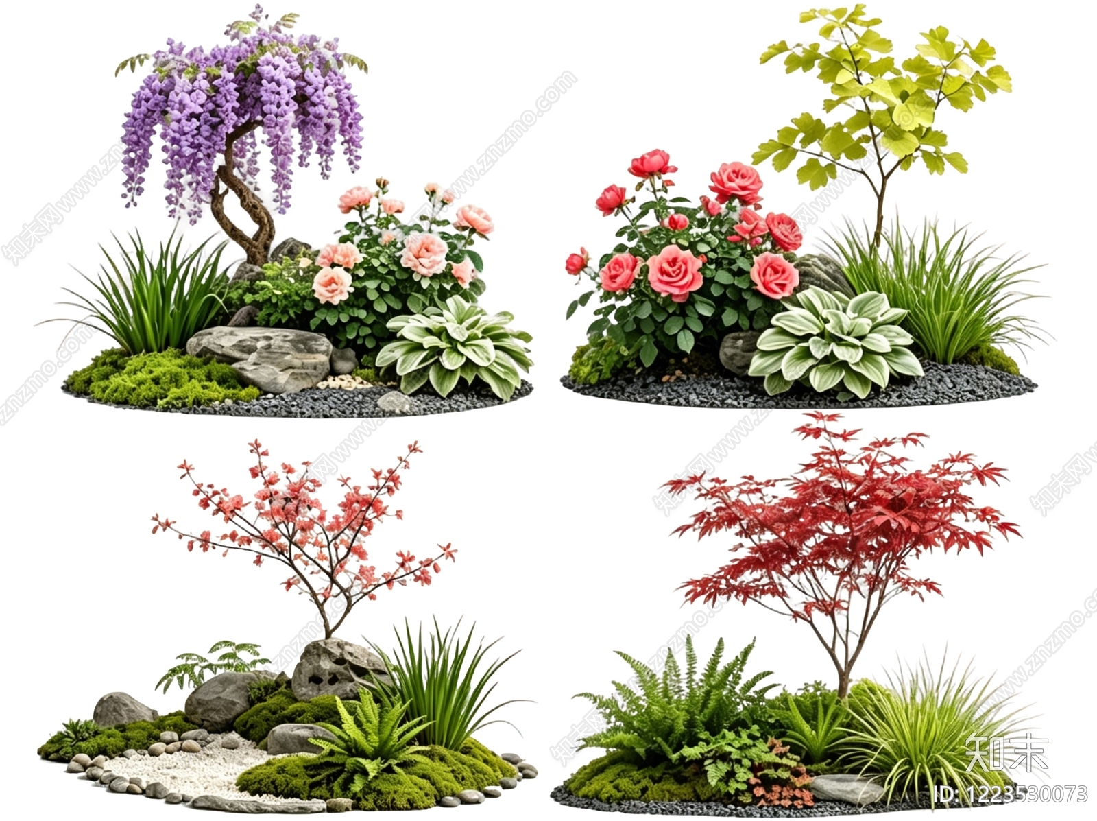 新中式景观花境SU模型下载【ID:1223530073】