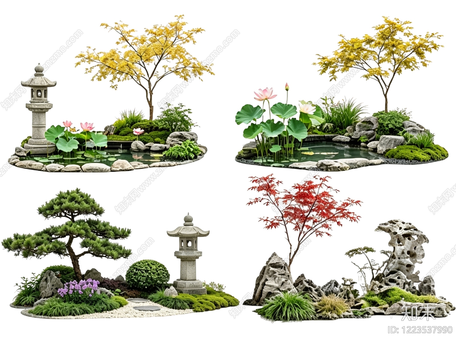 传统园林花境SU模型下载【ID:1223537990】