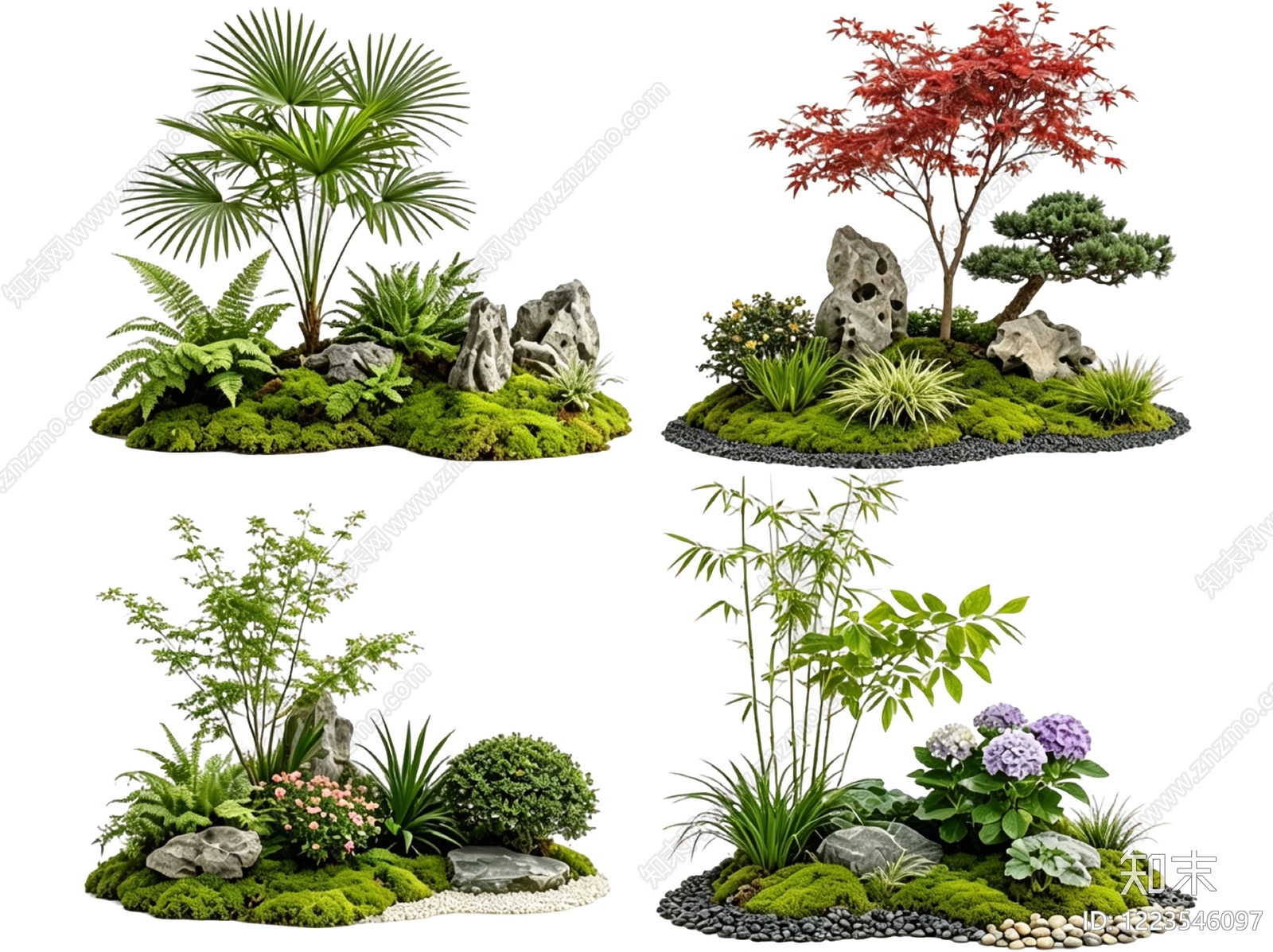 新中式景观花境SU模型下载【ID:1223546097】