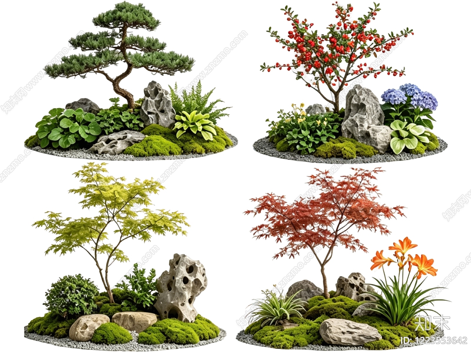 新中式景观花境SU模型下载【ID:1223553642】
