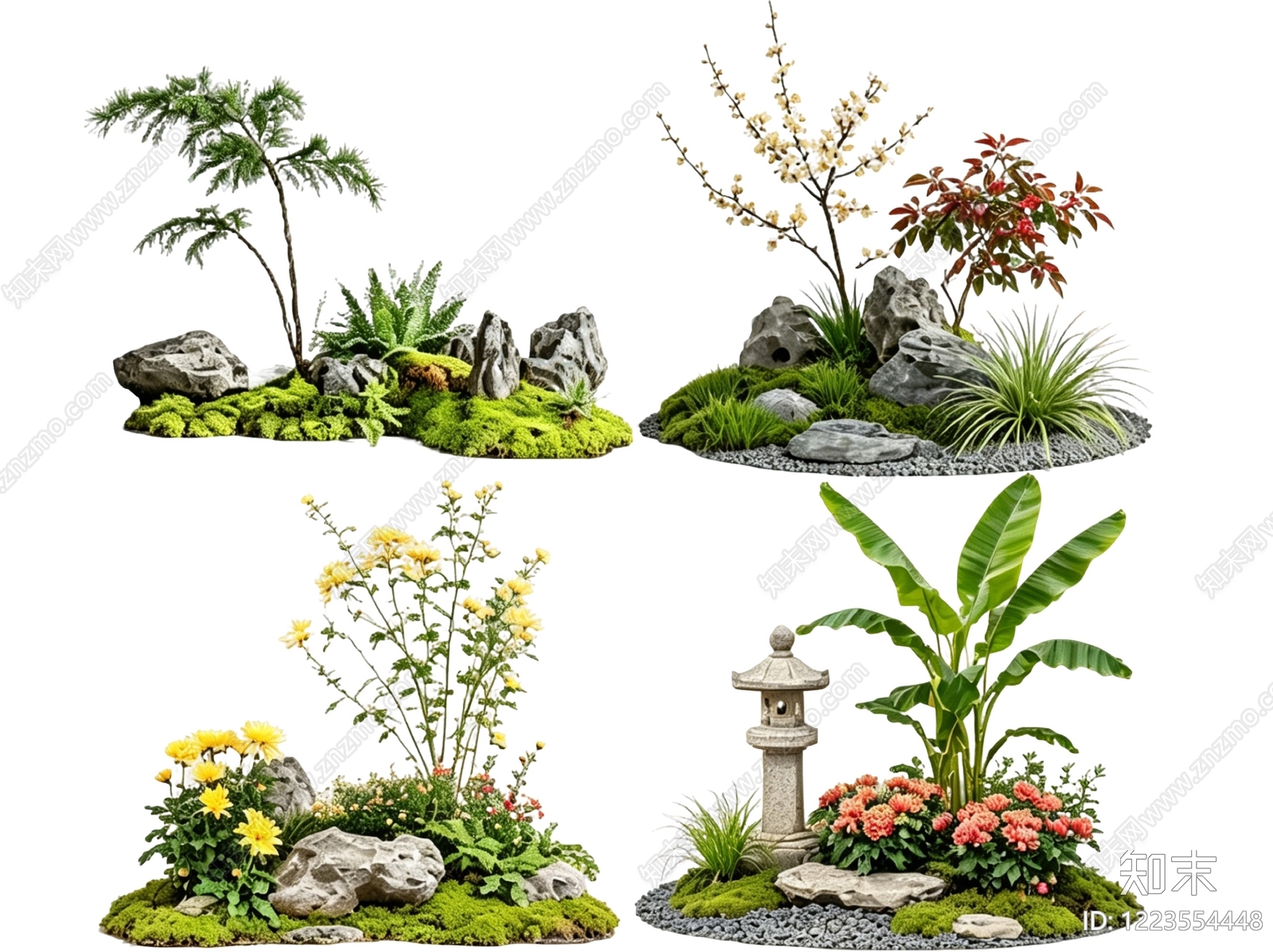 新中式景观花境SU模型下载【ID:1223554448】