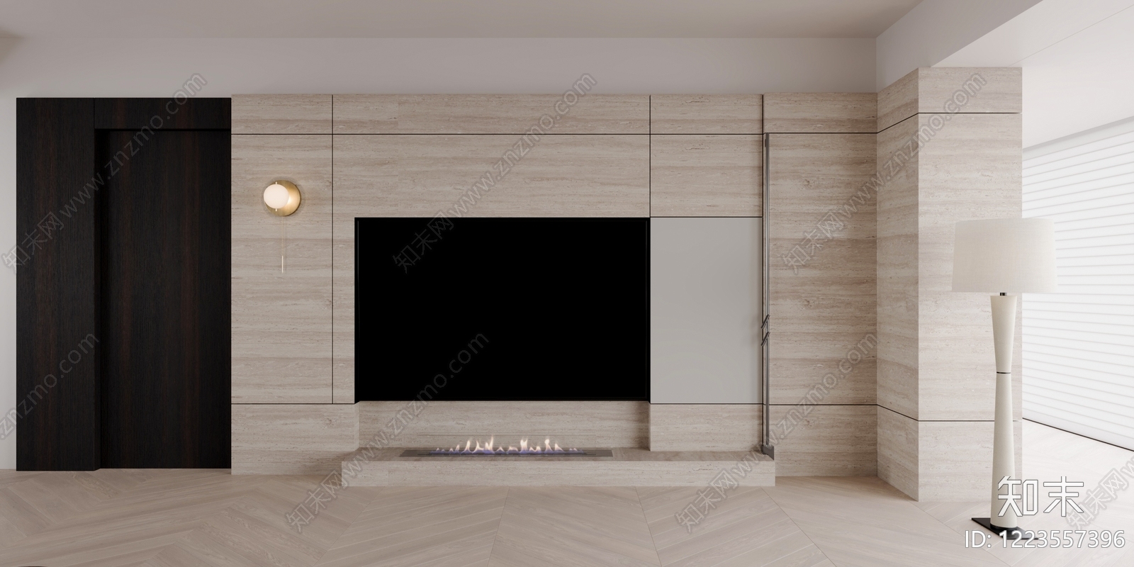 极简电视背景墙3D模型下载【ID:1223557396】