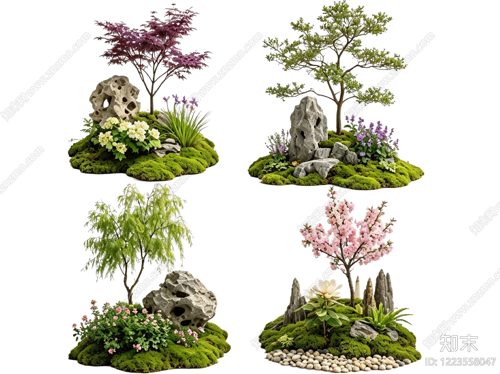 传统园林花境SU模型下载【ID:1223558047】
