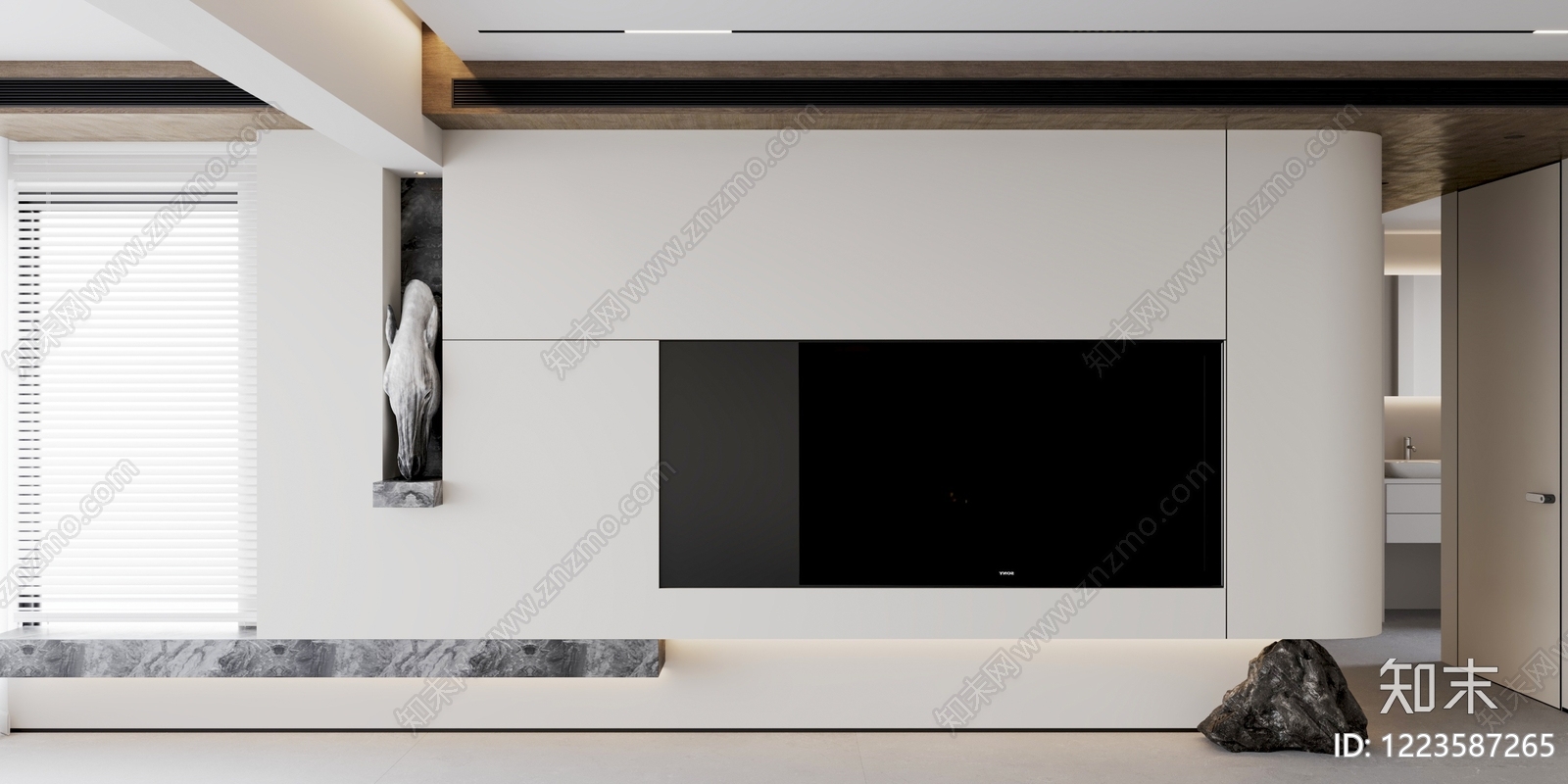 极简电视背景墙3D模型下载【ID:1223587265】