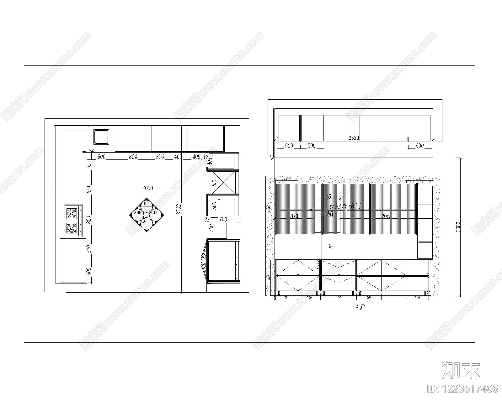 厨房cad施工图下载【ID:1223617406】
