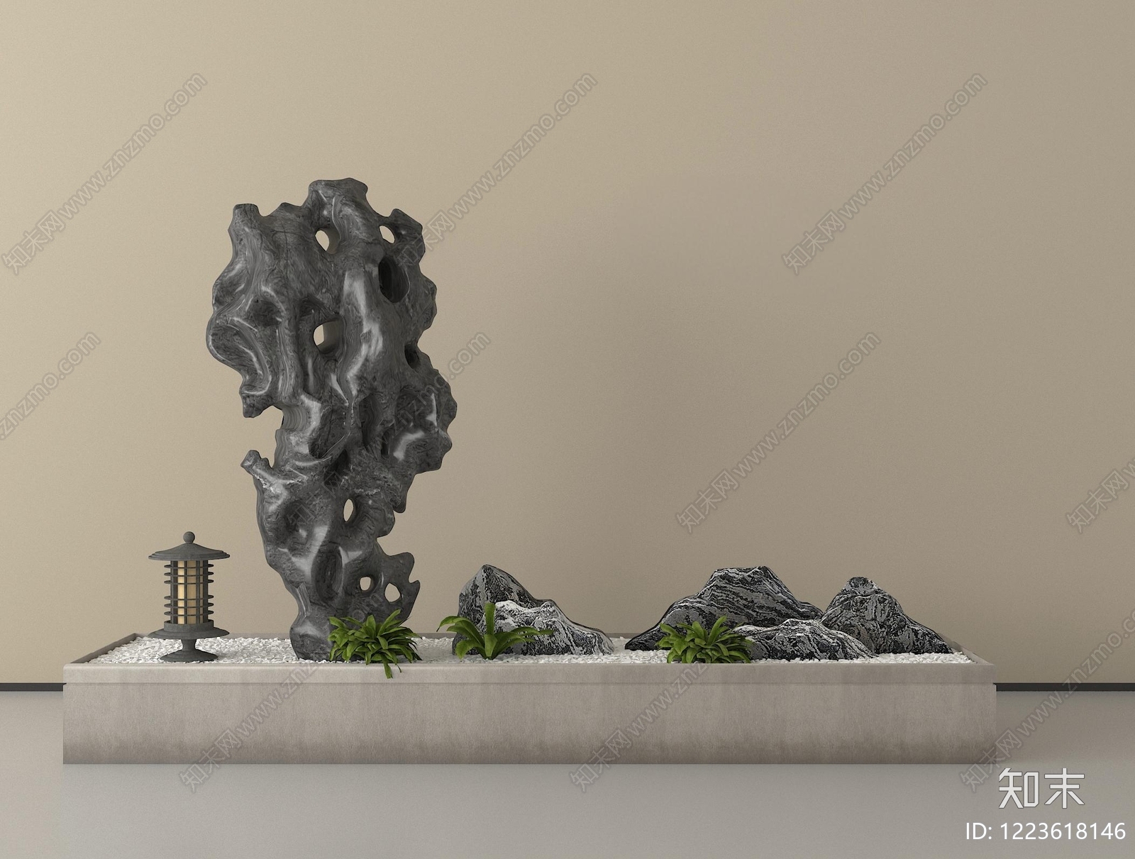 新中式景观雕塑摆件SU模型下载【ID:1223618146】