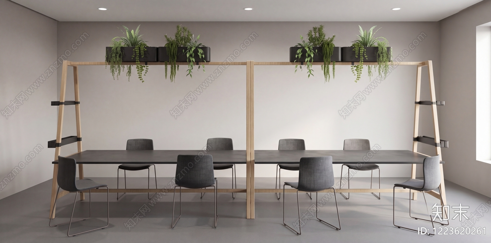 极简办公桌椅SU模型下载【ID:1223620261】