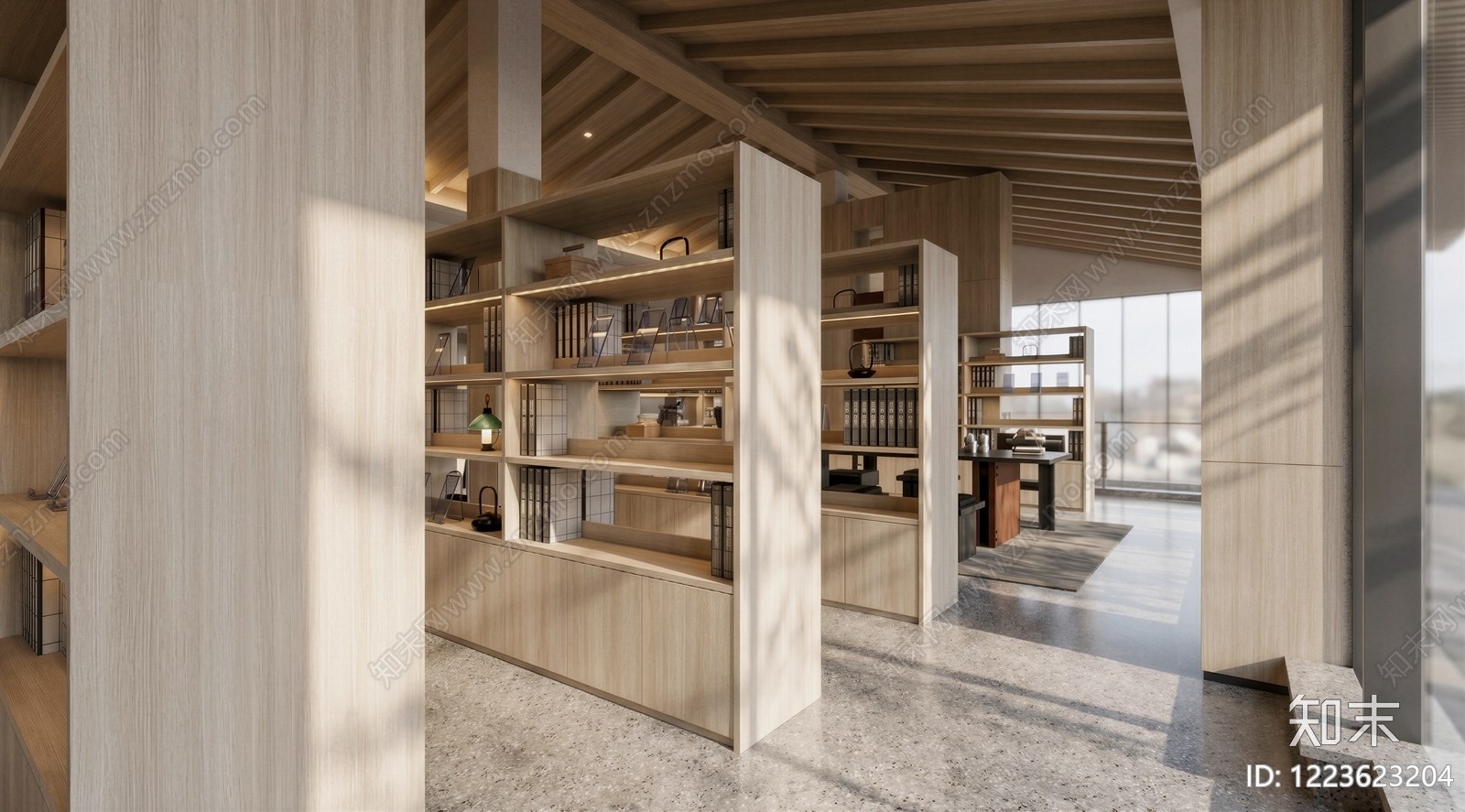 原木风书店SU模型草图