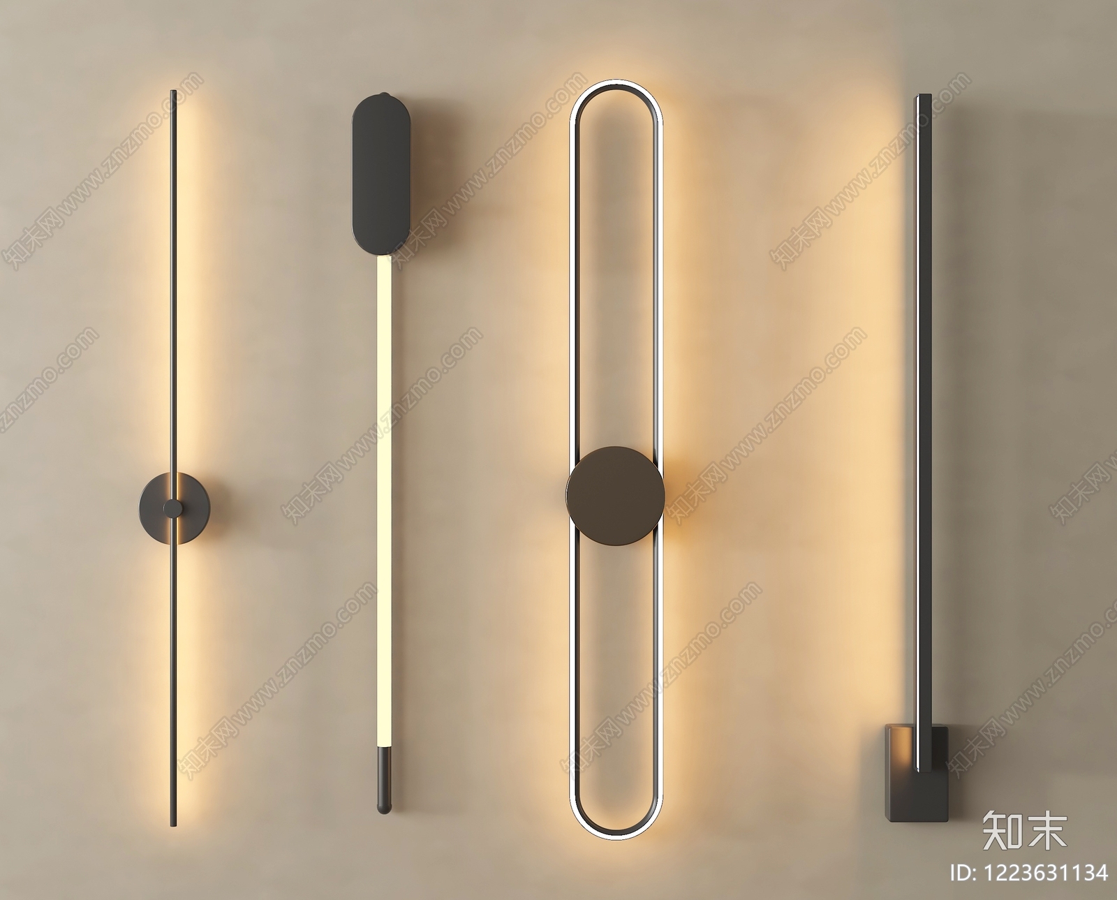 极简长条壁灯3D模型下载【ID:1223631134】