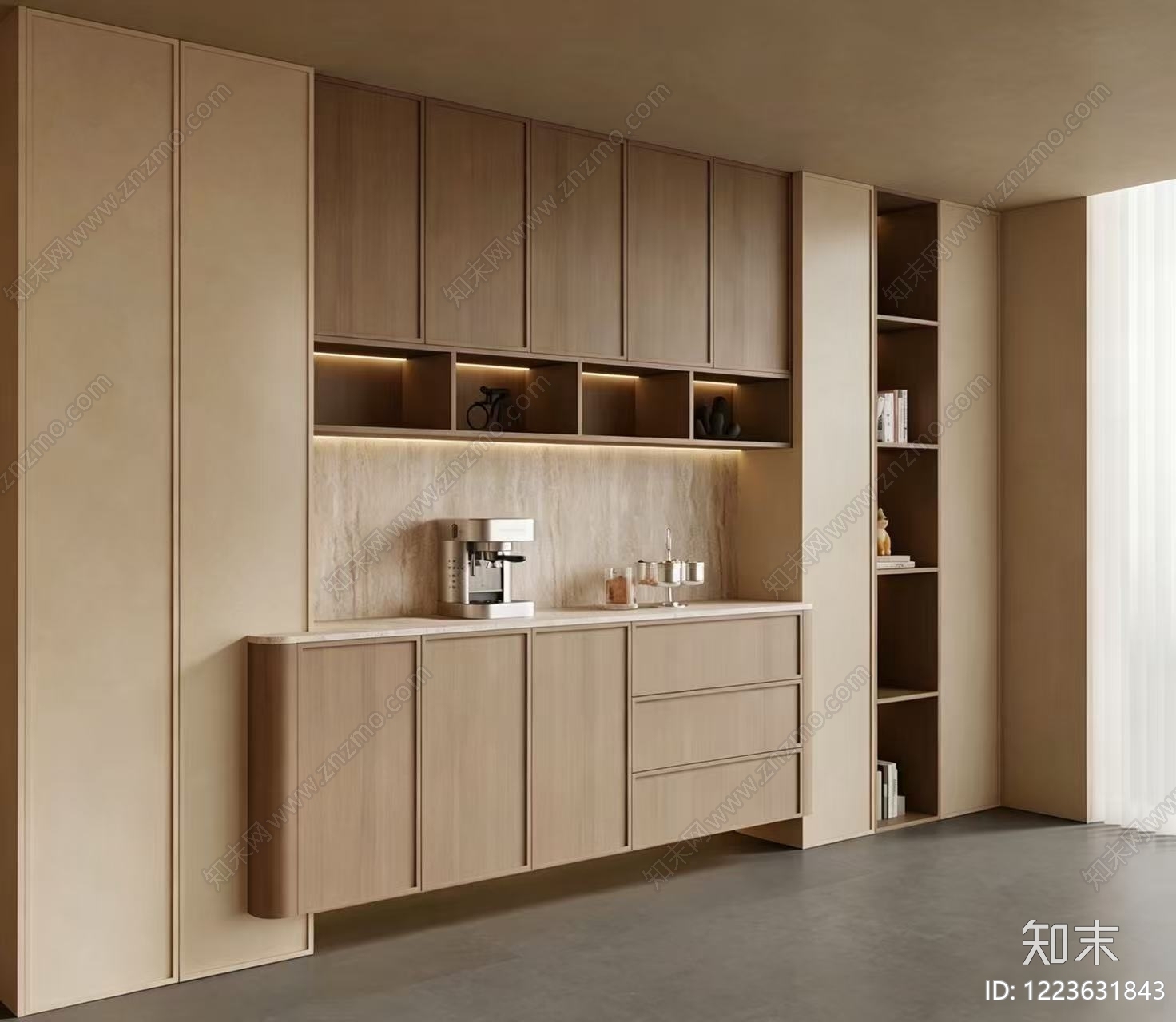 奶油风餐边柜3D模型下载【ID:1223631843】