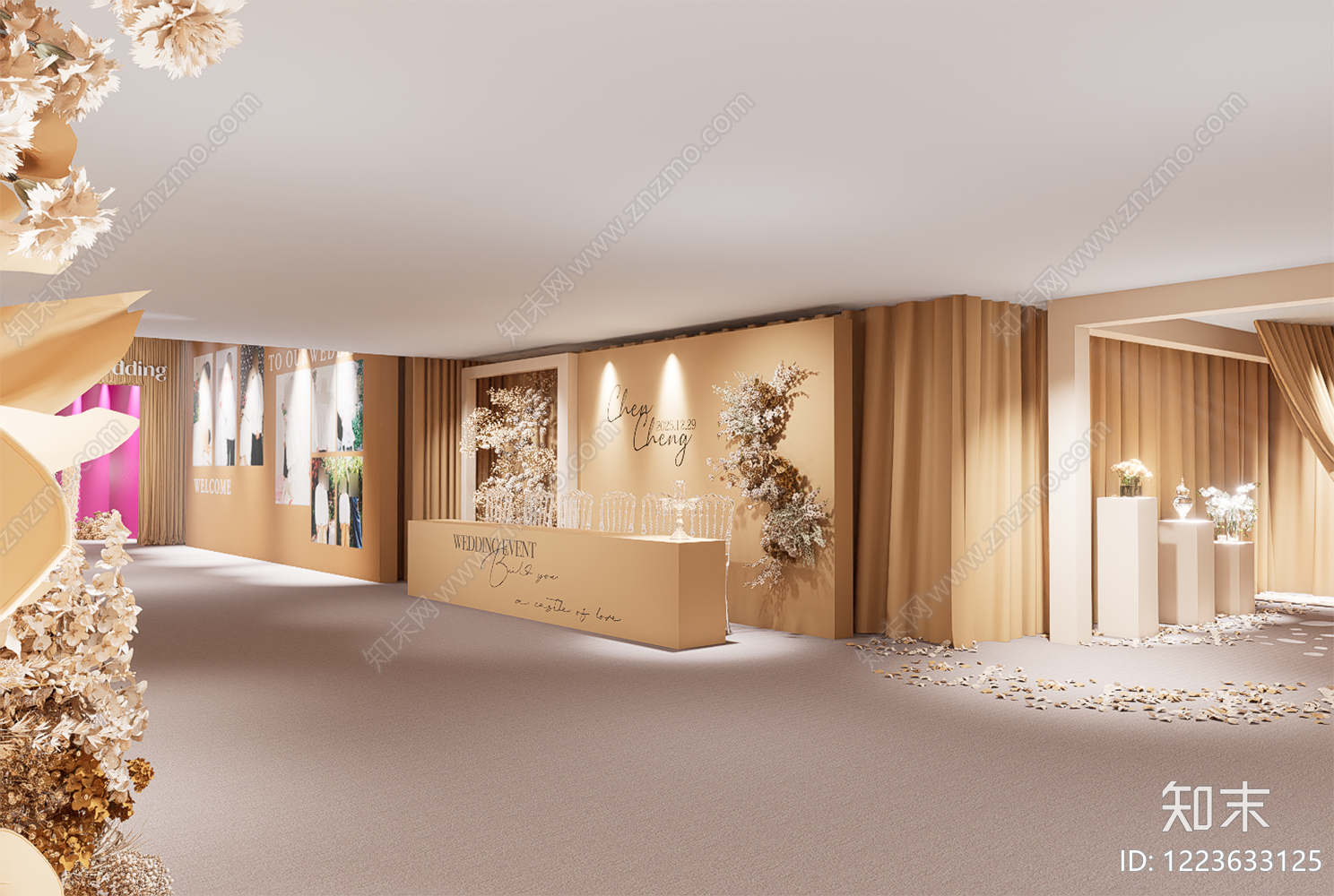 奶油风展台SU模型下载【ID:1223633125】