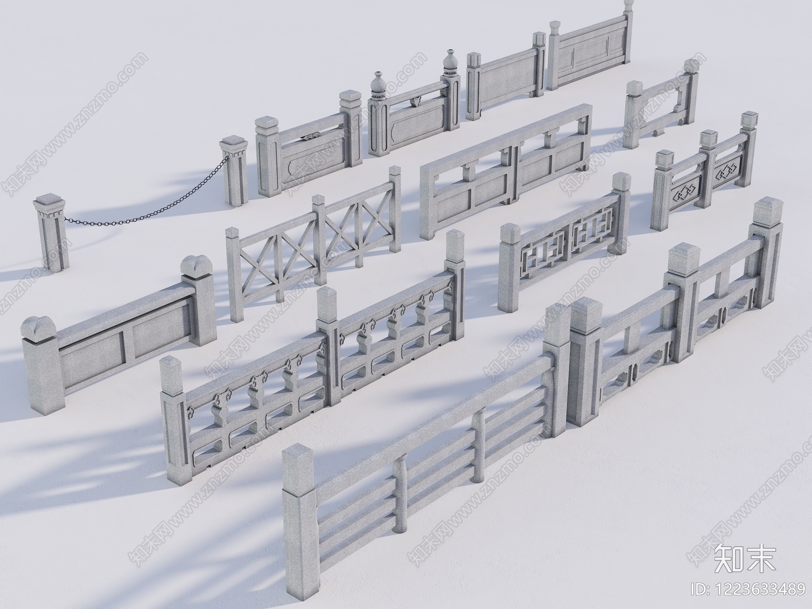 中式栏杆3D模型下载【ID:1223633489】