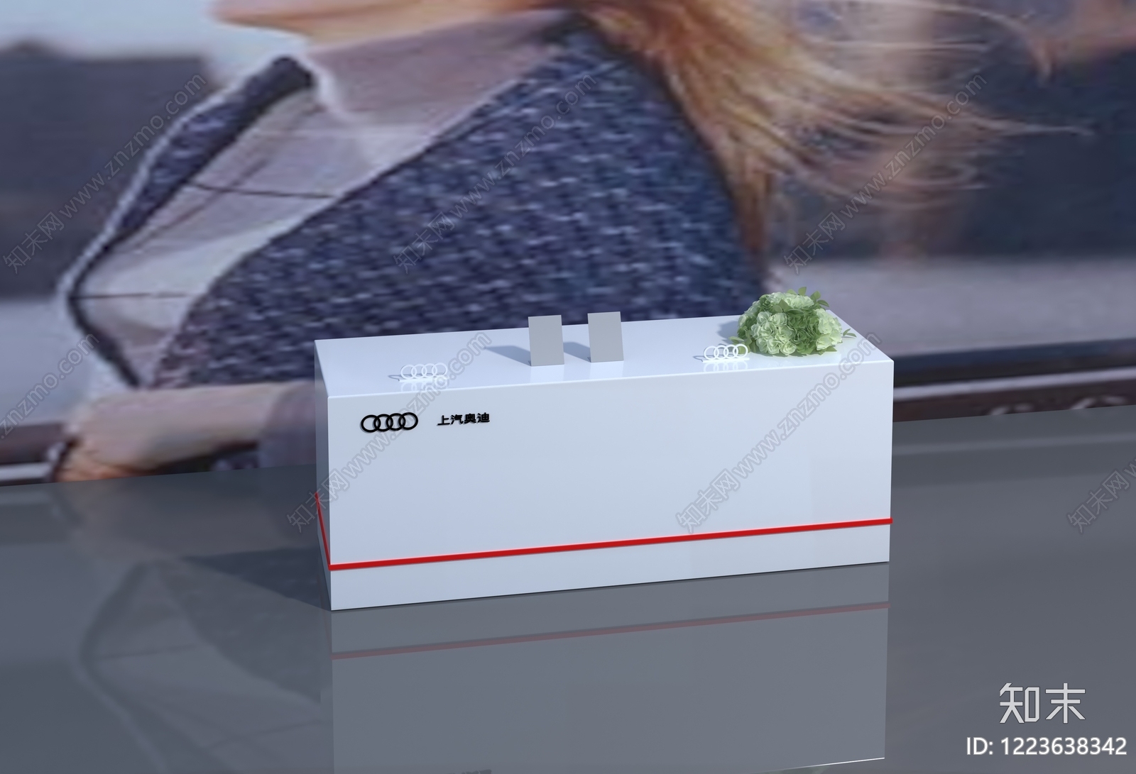 极简汽车展台3D模型渲染效果图