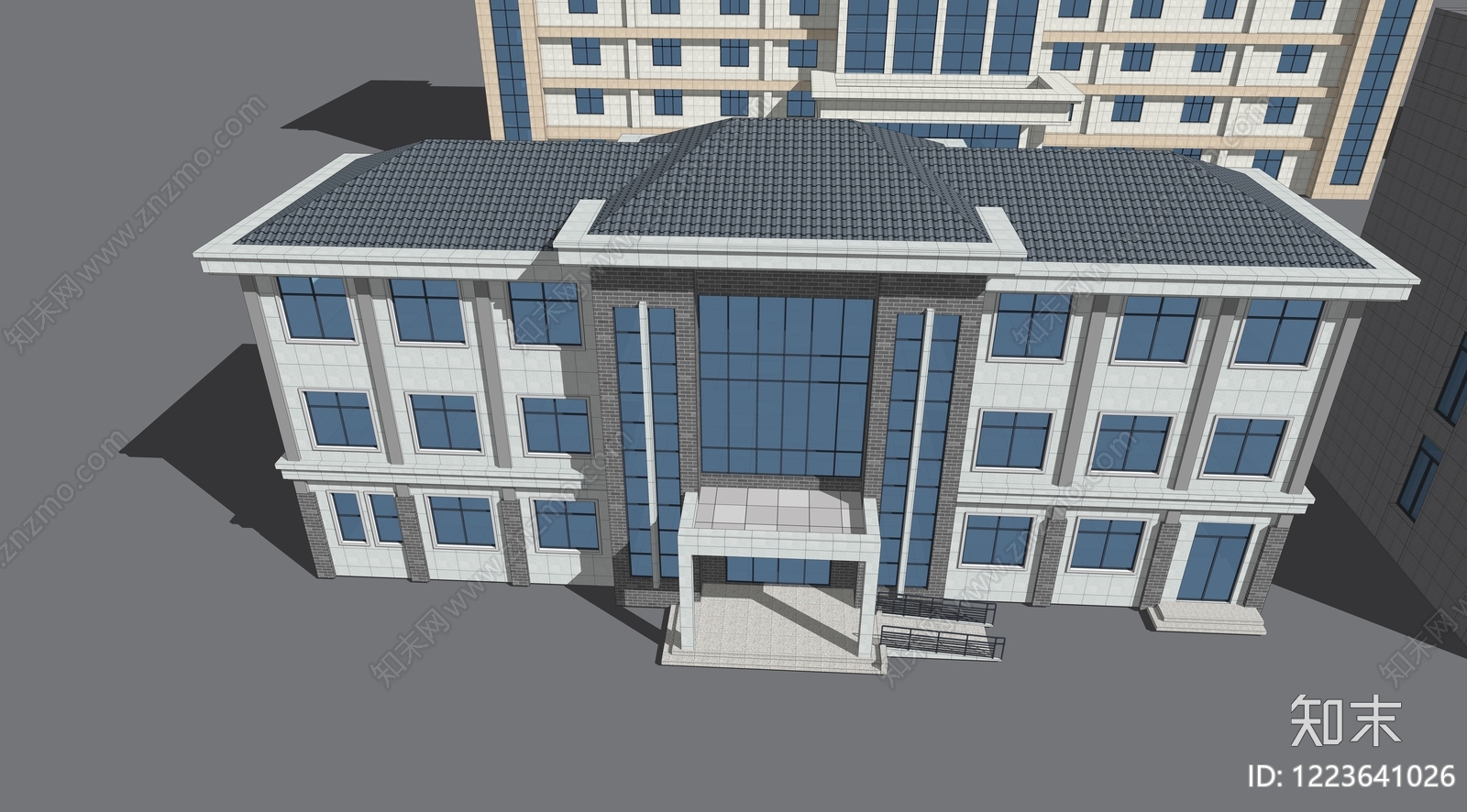 现代主义产业园办公楼SU模型下载【ID:1223641026】