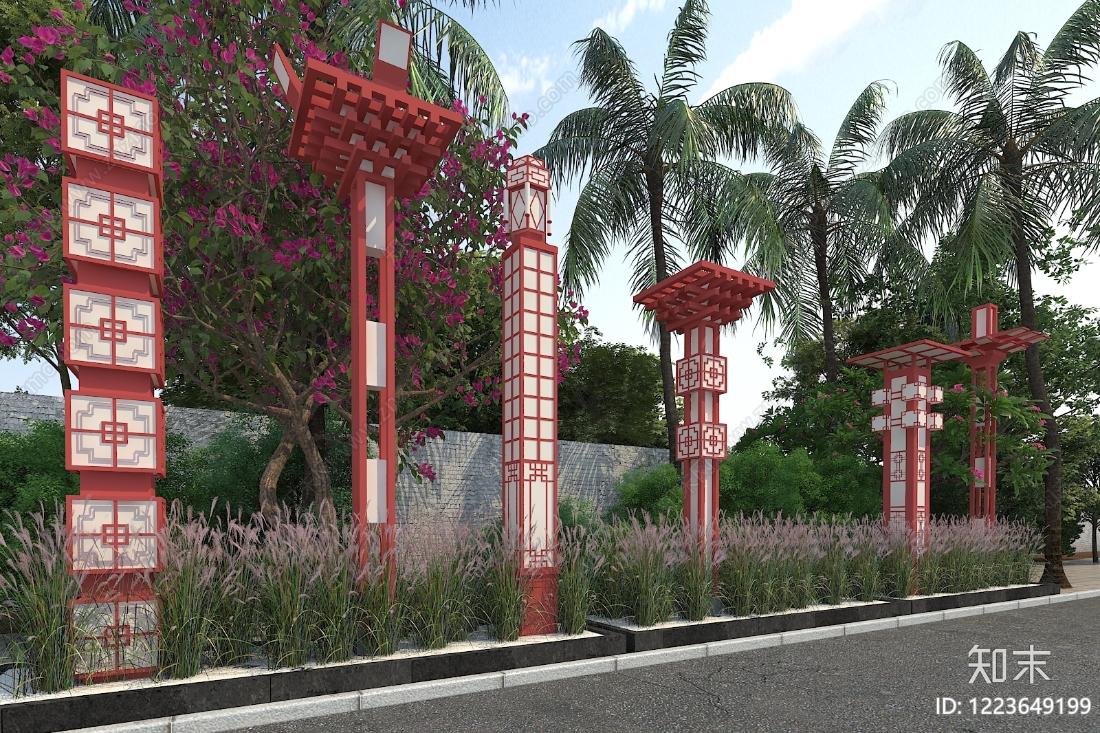 新中式景观其他景观小品3D模型下载【ID:1223649199】