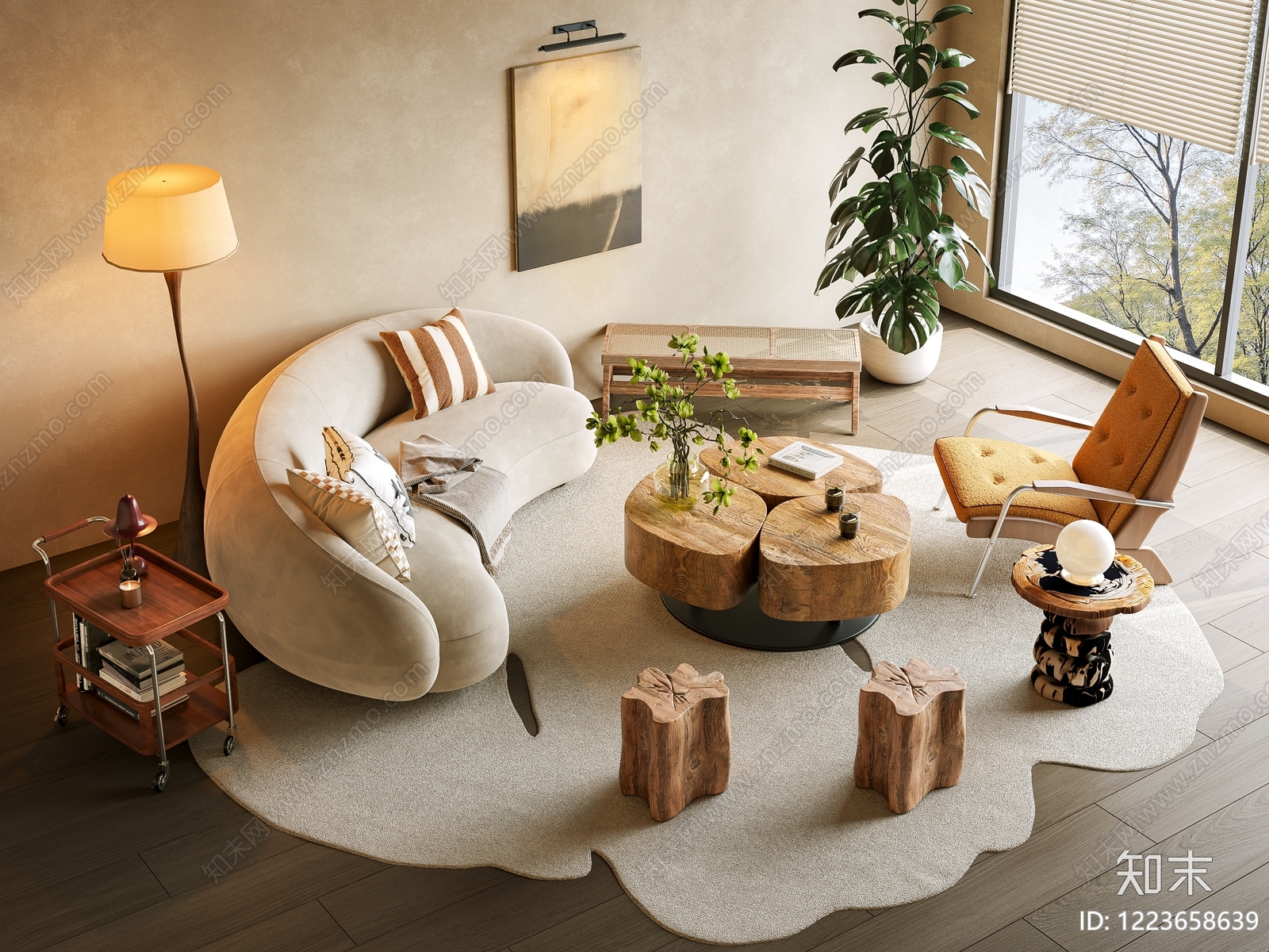 中古风沙发组合SU模型下载【ID:1223658639】