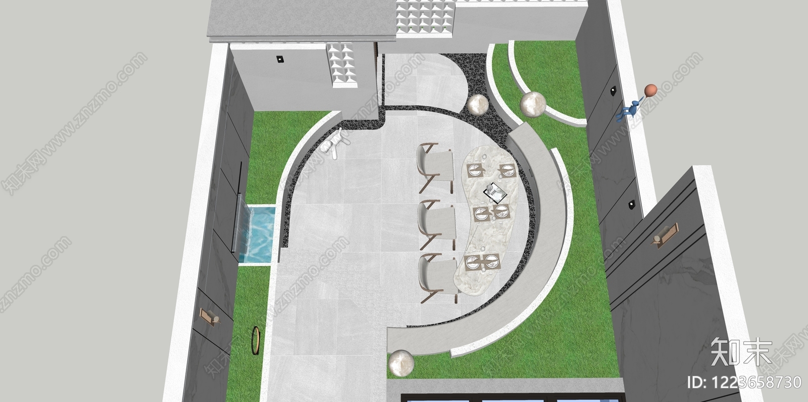极简别墅庭院SU模型下载【ID:1223658730】