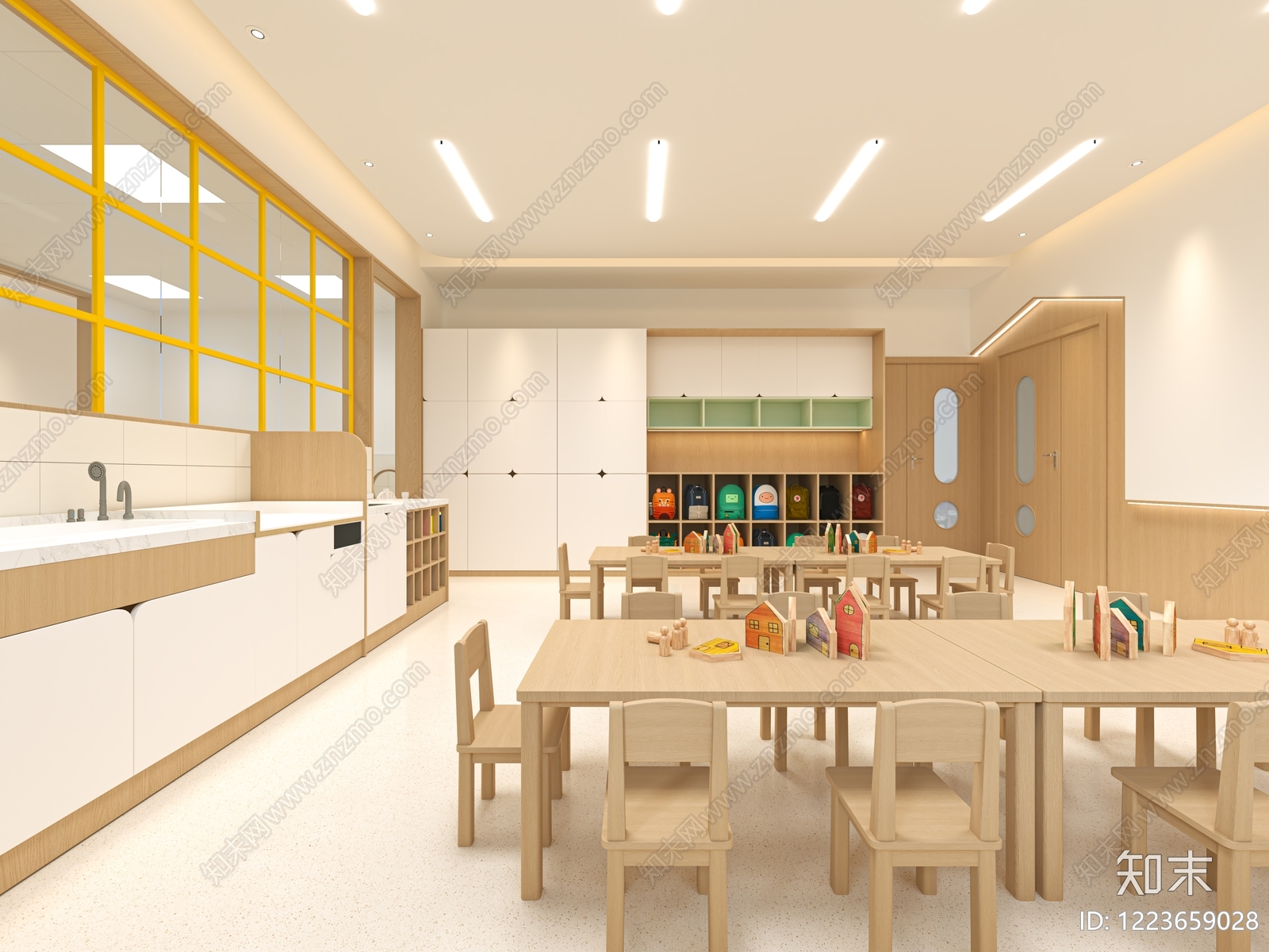 原木风幼儿园3D模型下载【ID:1223659028】