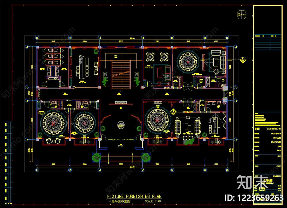 会所cad施工图下载【ID:1223659263】