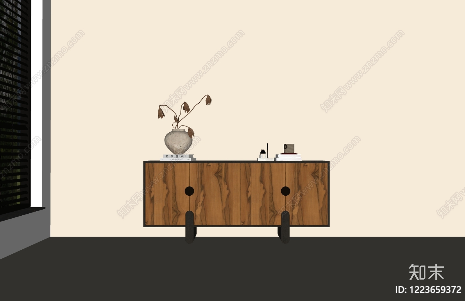 侘寂餐边柜SU模型下载【ID:1223659372】
