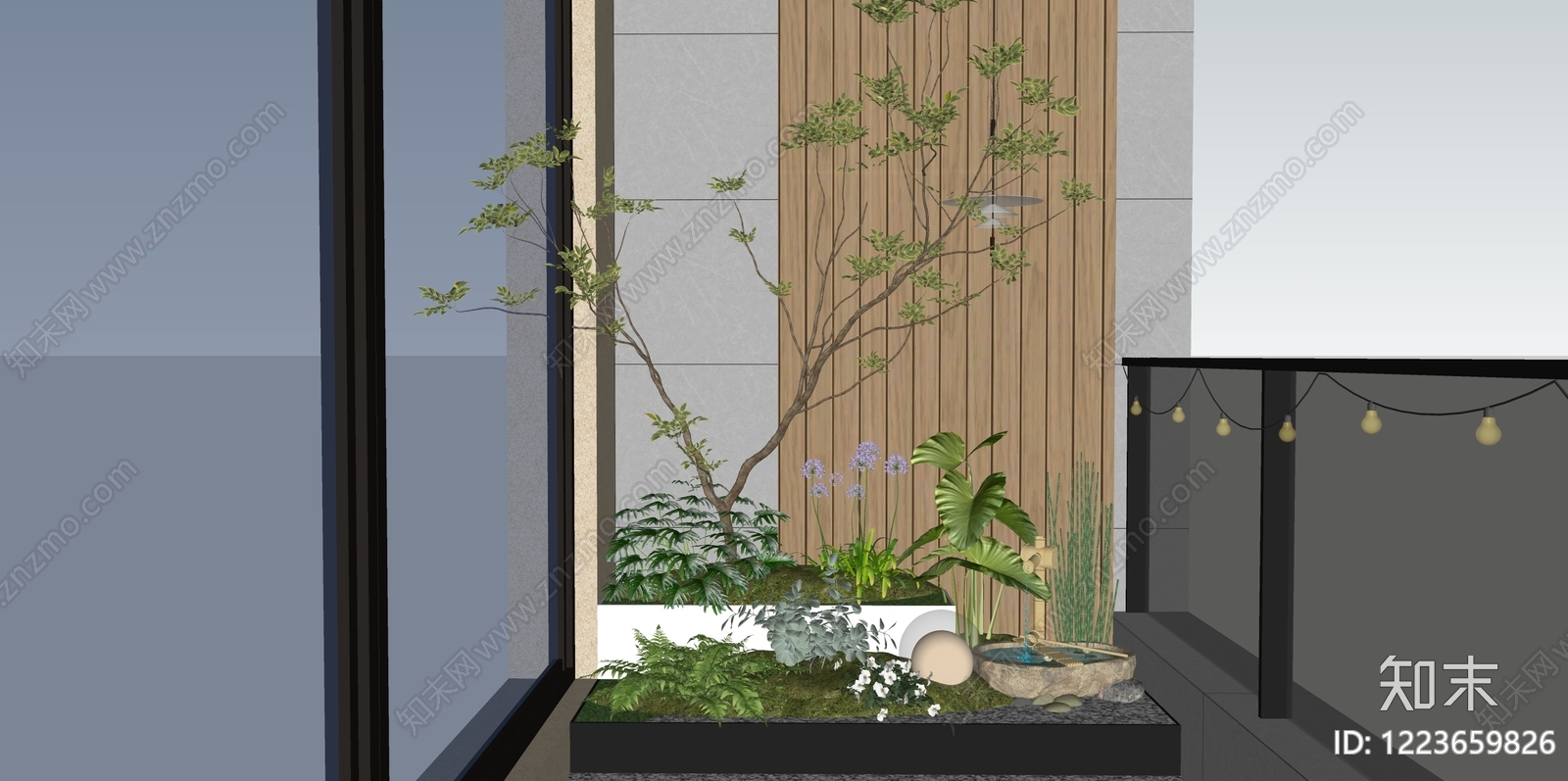 现代简约家居阳台SU模型下载【ID:1223659826】